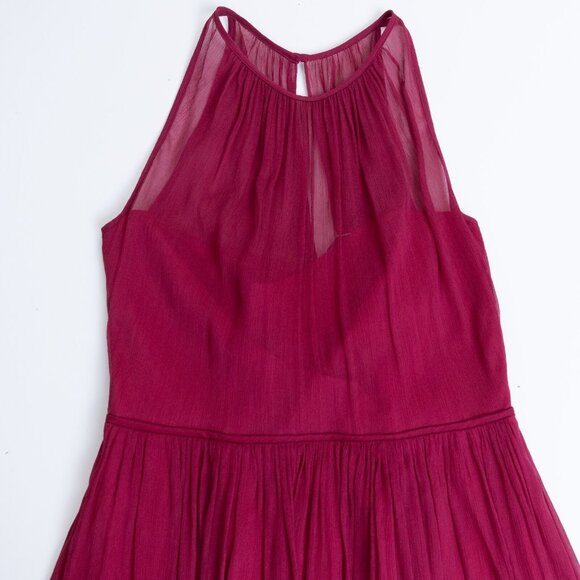 J Crew Silk Chiffon Cocktail Dress Red Wild Berry Midi Size 2 - Picture 4 of 16